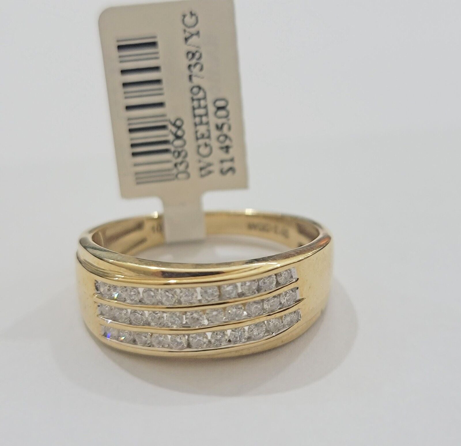 Real 10k Yellow Gold Diamond Mens Ring Band Wedding Engagement, Unique, Genuine - GoldenlinQ
